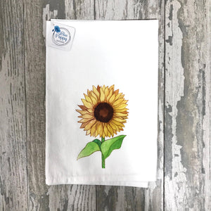 Watercolor Sunflower Kitchen Towel Kitchen Towel/Dishcloth Blue Poppy Designs 27x27 White Art Only