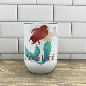 Mermaid Wine Tumbler - Customize it with your town Insulated Mug/Tumbler Blue Poppy Designs Art Only  