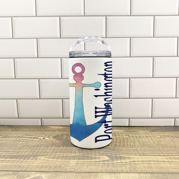 Anchor 4 in 1 Can Cooler - Customize it with your town Drinking Glass/Tumbler Blue Poppy Designs   