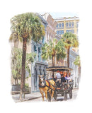 Charleston Carriage Watercolor Print Framed or Unframed Art Print Blue Poppy Designs   