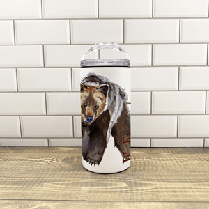 Grizzly Bear 4 in 1 Can Cooler - Customize it with your town Drinking Glass/Tumbler Blue Poppy Designs   