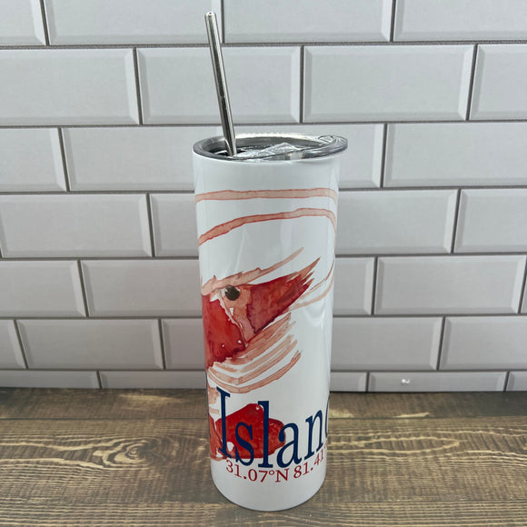 20oz Shrimp Tumbler - Customize it with your town Drinking Glass/Tumbler Blue Poppy Designs   