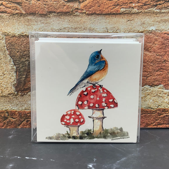 Bird and Mushroom Enclosure Cards - Set of 10 cards  Blue Poppy Designs   