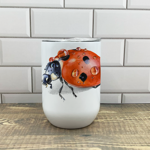 Ladybug Wine Tumbler - Customize it with your town Drinking Glass/Tumbler Blue Poppy Designs   