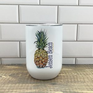 Pineapple Wine Tumbler - Customize it with your town Drinking Glass/Tumbler Blue Poppy Designs   