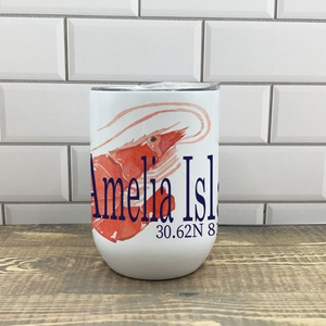 Shrimp Wine Tumbler - Customize it with your town Drinking Glass/Tumbler Blue Poppy Designs   