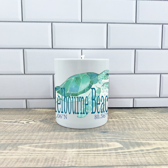 Teal Turtle Ceramic Candle - Customize it with your town Jar/Filled Candle Blue Poppy Designs   