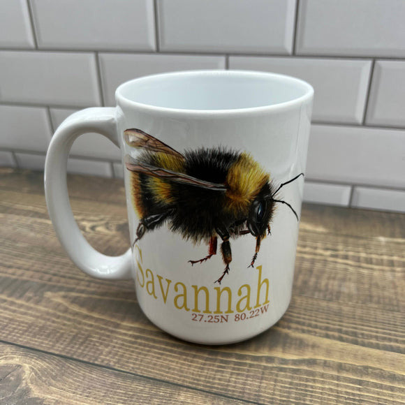 Bee 15 oz Coffee Mug - Customize it with your town Coffee Mug/Cup Blue Poppy Designs Art Only  