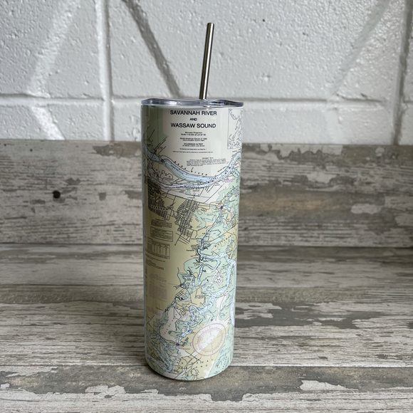 Nautical Map 20 oz Tumbler - customize with your town's map Drinking Glass/Tumbler Blue Poppy Designs Default Title  