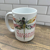 Dragonfly 15 oz Coffee Mug - Customize it with your town Coffee Mug/Cup Blue Poppy Designs Art Only  