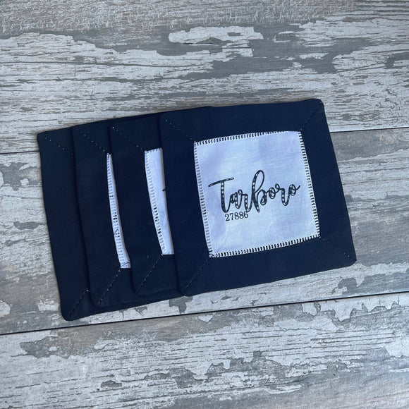 Buffalo Plaid Cocktail Napkin Set Dinner & Cloth Napkin Blue Poppy Designs Black  