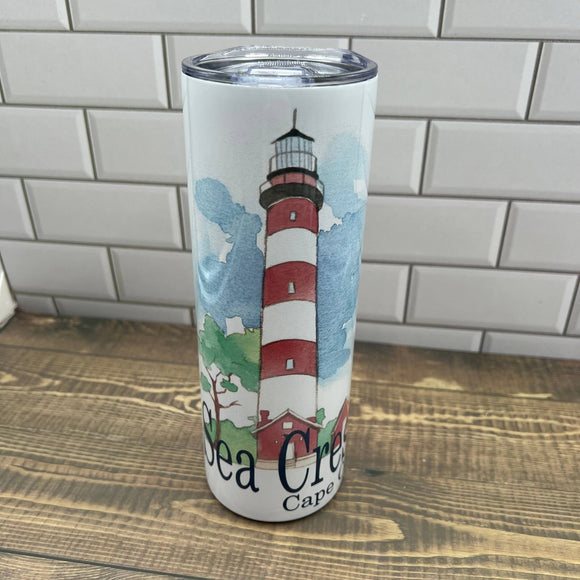 Lighthouse 30 oz Tumbler - Customize it with your town Drinking Glass/Tumbler Blue Poppy Designs Art Only  