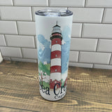 Lighthouse 20 oz Tumbler - Customize it with your town Drinking Glass/Tumbler Blue Poppy Designs Art Only  