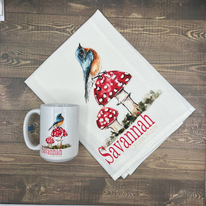 Bluebird 15 oz Coffee Mug - Customize it with your town Coffee Mug/Cup Blue Poppy Designs   