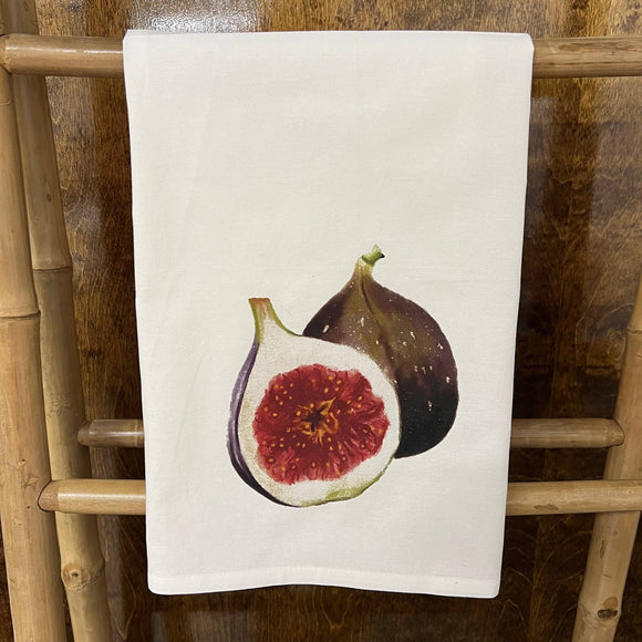 Fig (watercolor painting) 27 x 27 Kitchen Towel Kitchen Towel/Dishcloth Blue Poppy Designs White Art Only 