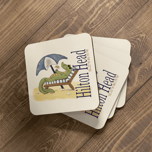 Beach Gator Your Town Coasters with Cork Backs Coasters Blue Poppy Designs Art Only  
