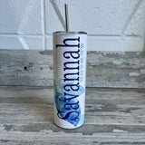 Blue Turtle 20 oz Tumbler - Customize it with your town Drinking Glass/Tumbler Blue Poppy Designs   