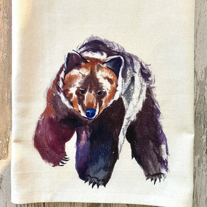 Custom Your Town Bear (watercolor) 27x27 Kitchen Towel Kitchen Towel/Dishcloth Blue Poppy Designs Art Only  