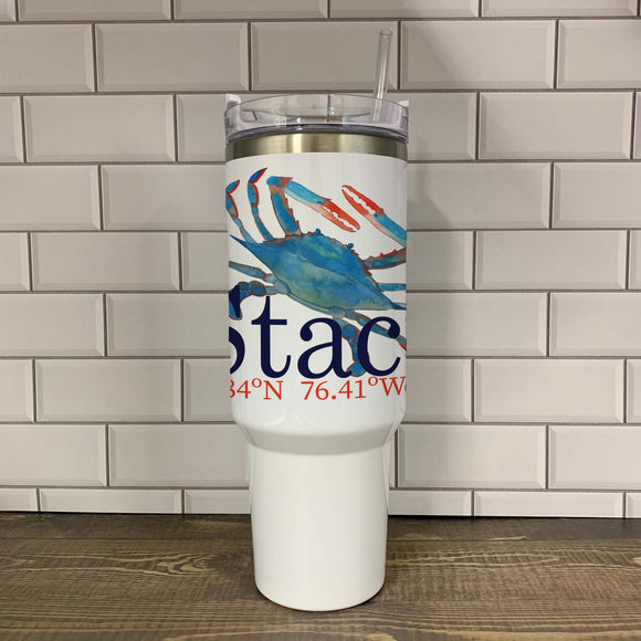 Blue Crab 40oz Tumbler - Name Drop with your town Insulated Mug/Tumbler Blue Poppy Designs Art Only  