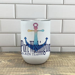 Anchor Wine Tumbler - Customize it with your town Insulated Mug/Tumbler Blue Poppy Designs Art Only  