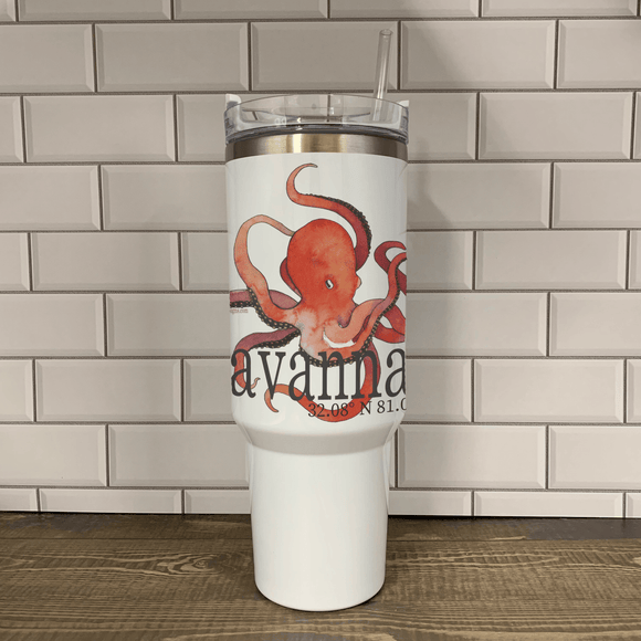 Octopus 40oz Tumbler - Name Drop with your town Insulated Mug/Tumbler Blue Poppy Designs Art Only  
