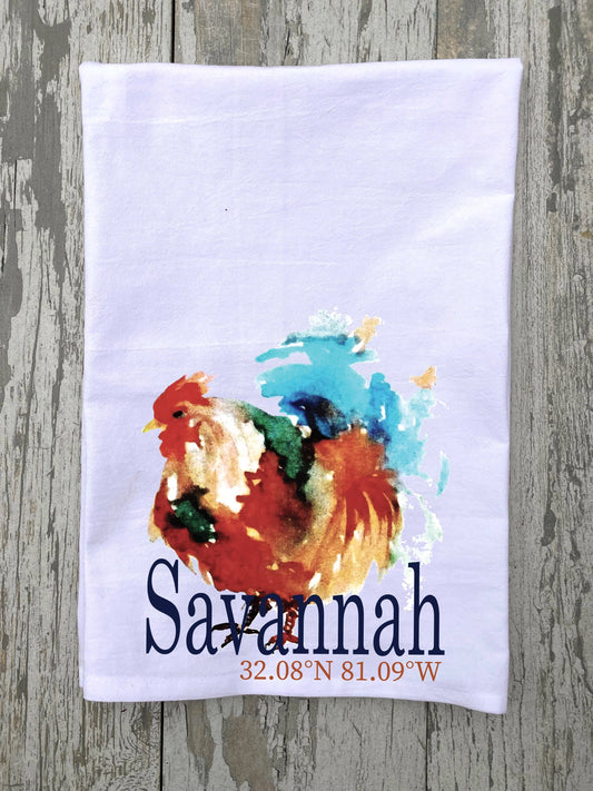 Watercolor Rooster Kitchen Towel Kitchen Towel/Dishcloth Blue Poppy Designs Art Only