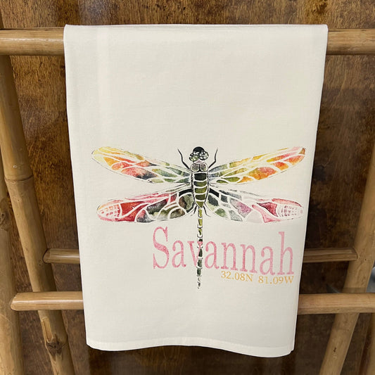 Custom Your Town Dragonfly watercolor 27x27 Kitchen Towel Kitchen Towel/Dishcloth Blue Poppy Designs Your Town (Customized)  