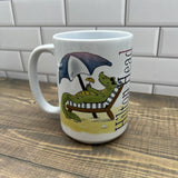 Beach Gator 15 oz Coffee Mug - Customize it with your town Coffee Mug/Cup Blue Poppy Designs Art Only  