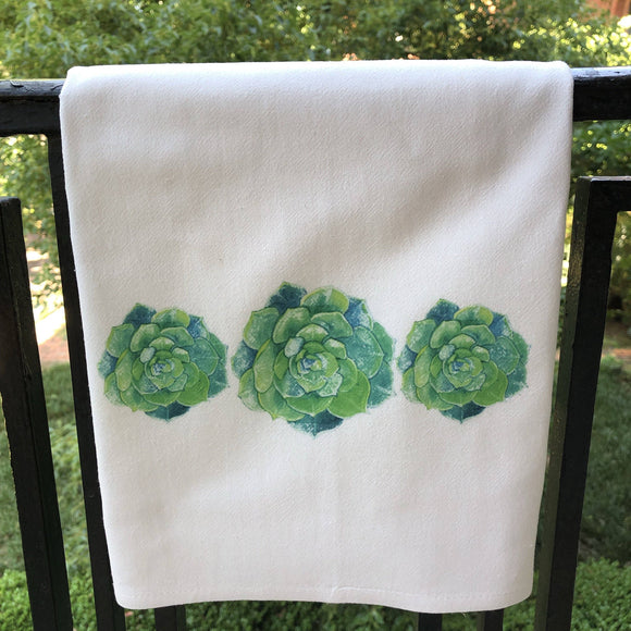 Watercolor Succulents Kitchen Towel Kitchen Towel/Dishcloth Blue Poppy Designs 27x27 White Art Only