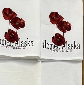 Red Poppies (Watercolor Painting) 27 x 27 Kitchen Towel Kitchen Towel/Dishcloth Blue Poppy Designs White Your Town (Customized) 