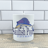 Sailfish Ceramic Candle - Customize it with your town Jar/Filled Candle Blue Poppy Designs   