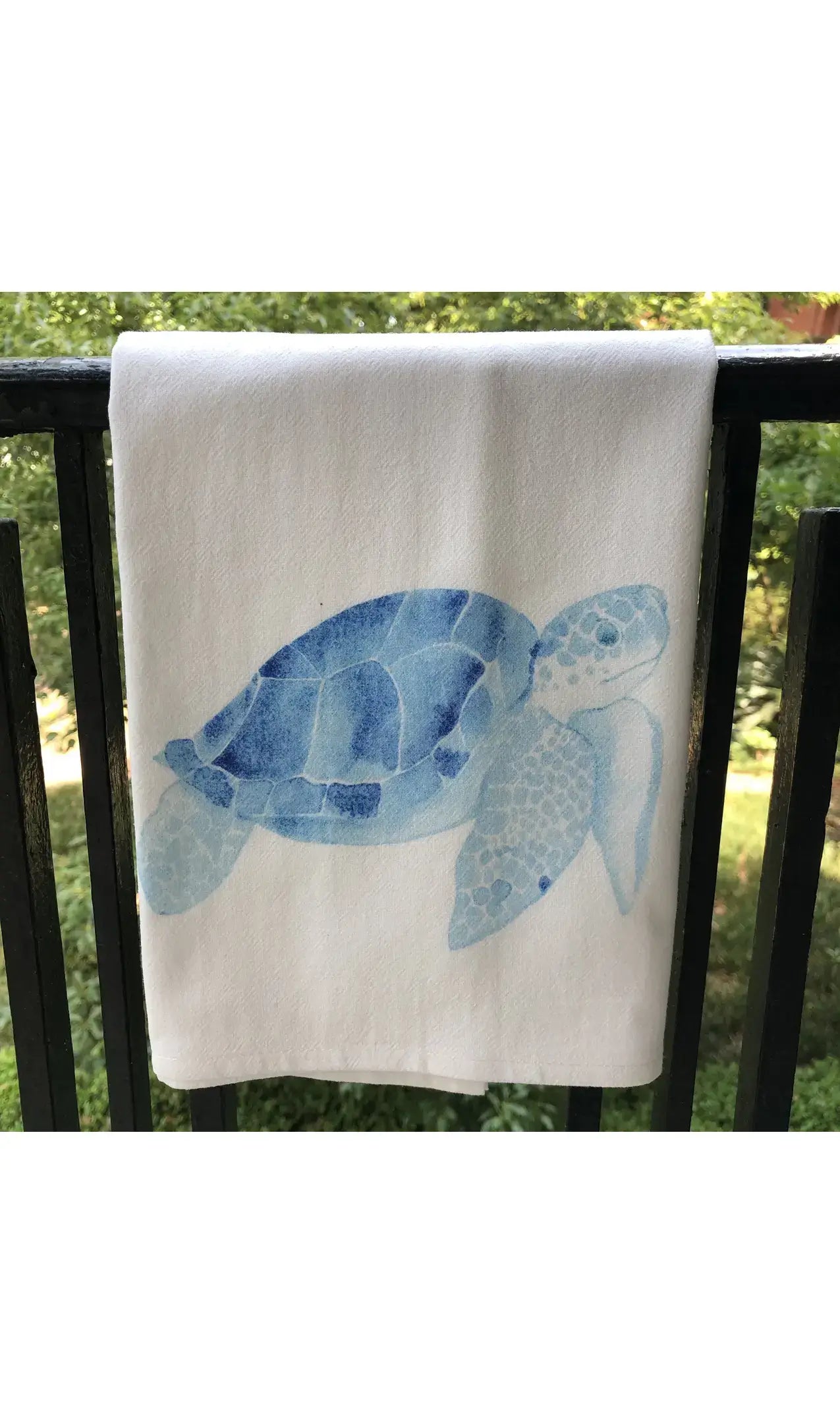 Turtle (Watercolor Painting) 27 x 27 Kitchen Towel Kitchen Towel/Dishcloth Blue Poppy Designs White Art Only 
