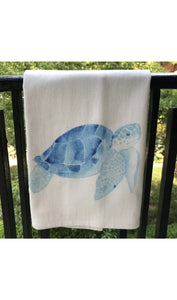 Turtle (Watercolor Painting) 27 x 27 Kitchen Towel Kitchen Towel/Dishcloth Blue Poppy Designs White Art Only 