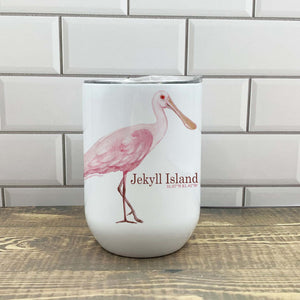 Spoonbill Wine Tumbler - Customize it with your town Insulated Mug/Tumbler Blue Poppy Designs Art Only  