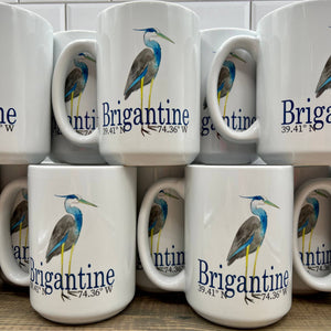 Watercolor Heron Ceramic Mug Coffee Mug/Cup Blue Poppy Designs Default Title  