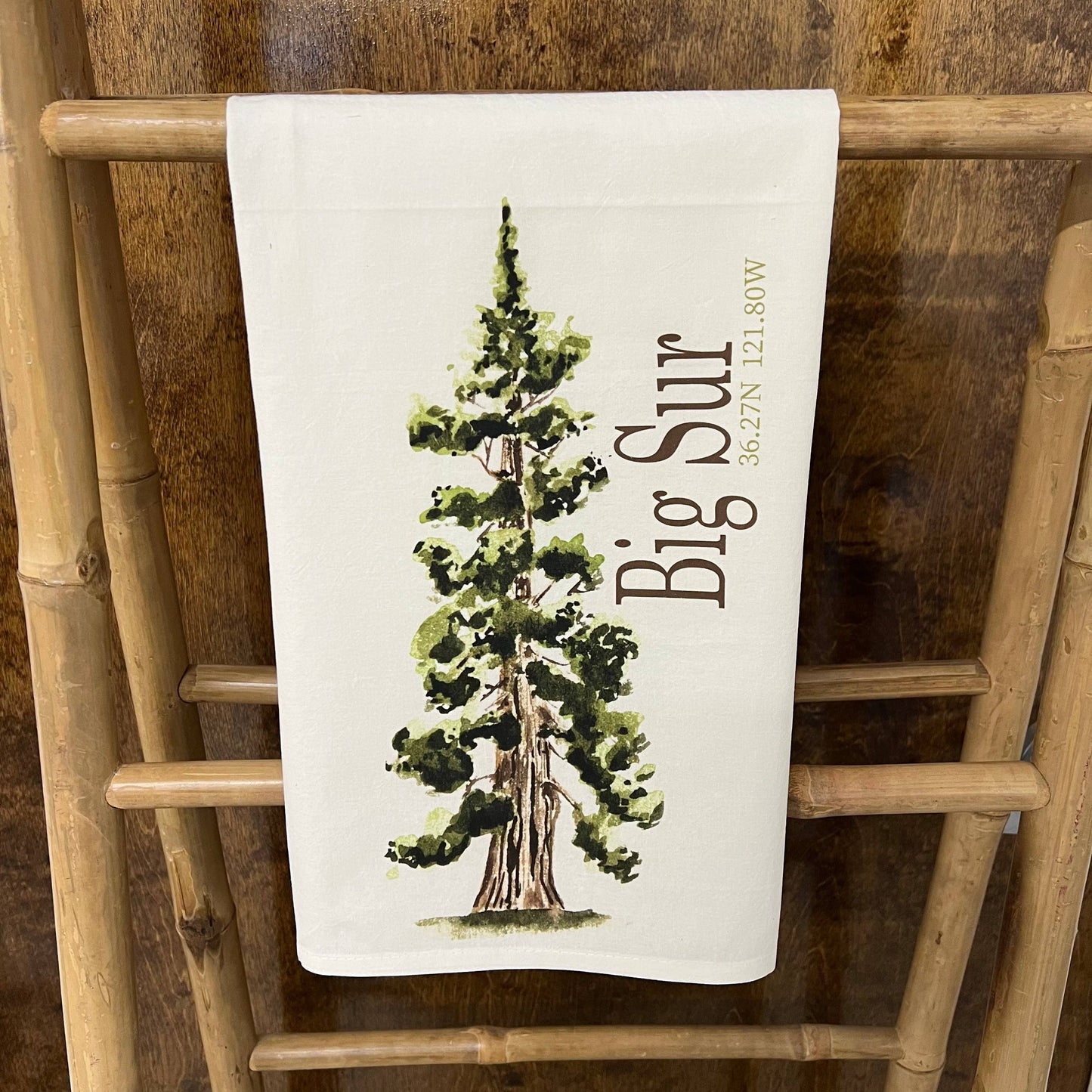 Custom Your Town Redwood Tree 27x27 Kitchen Towel Kitchen Towel/Dishcloth Blue Poppy Designs White Your Town (Customized) 
