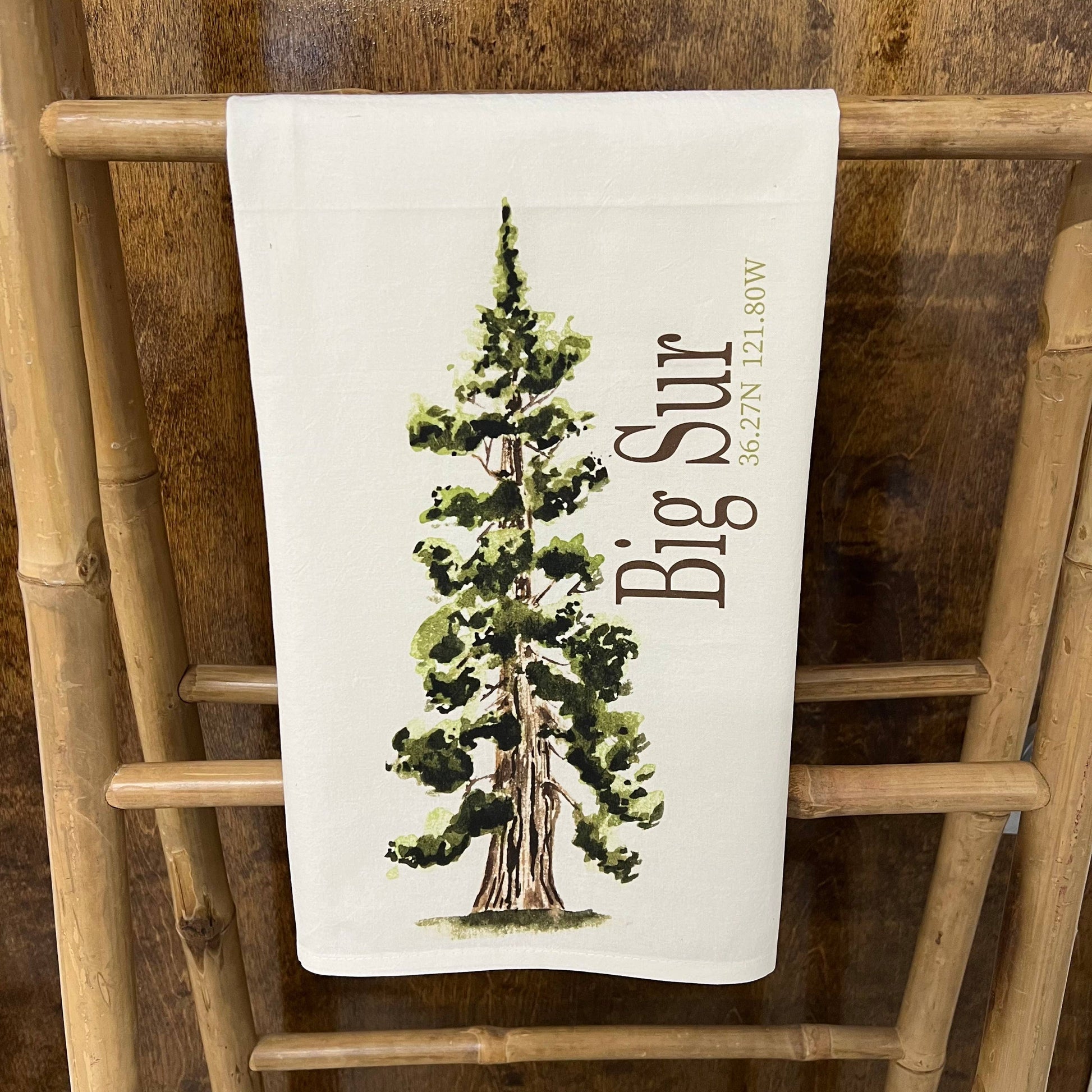 Custom Your Town Redwood Tree 27x27 Kitchen Towel Kitchen Towel/Dishcloth Blue Poppy Designs White Your Town (Customized) 