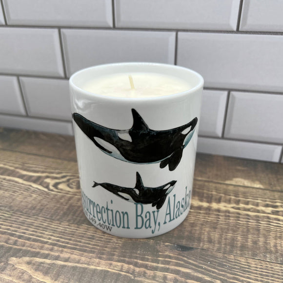 Orca Whale Ceramic Candle - Customize it with your town Jar/Filled Candle Blue Poppy Designs Apples & Maple Bourbon  