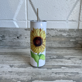 Watercolor Floral Tumblers Drinking Glass/Tumbler Blue Poppy Designs 20oz Sunflower 