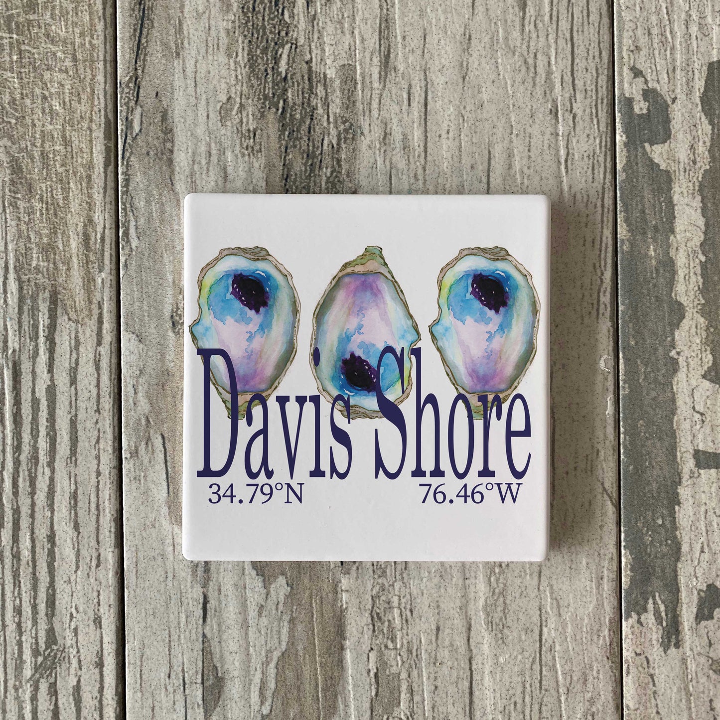 Your Town Ceramic Square Coasters with Cork Backs Coasters Blue Poppy Designs Oyster  