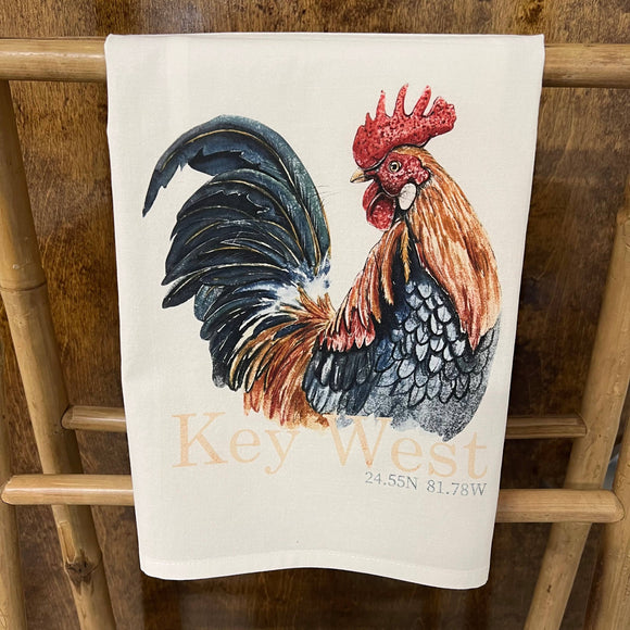 Custom Your Town Rooster (watercolor) 27x27 Kitchen Towel Kitchen Towel/Dishcloth Blue Poppy Designs White Your Town (Customized) 