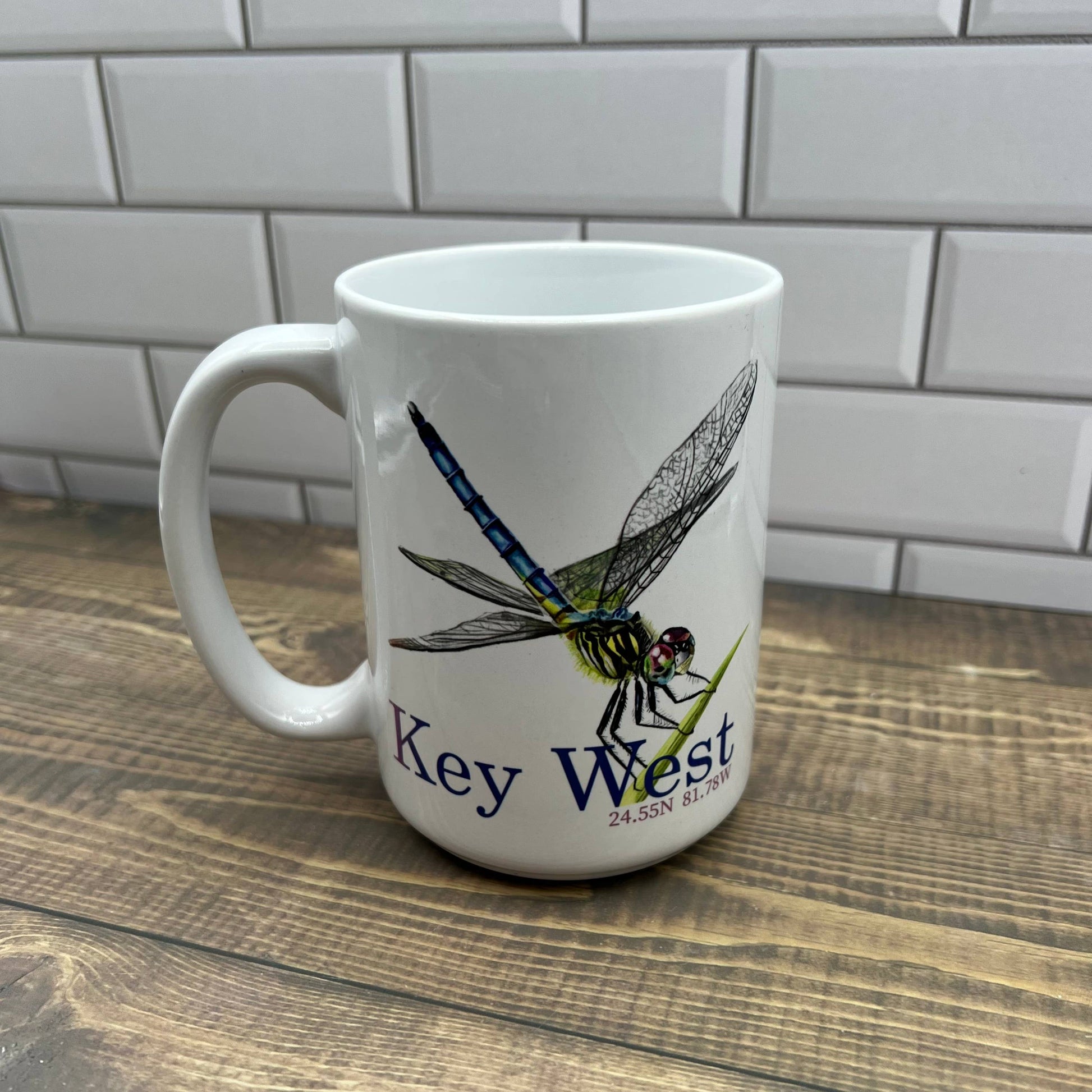Dragonfly 15 oz Coffee Mug - Customize it with your town Coffee Mug/Cup Blue Poppy Designs Art Only  