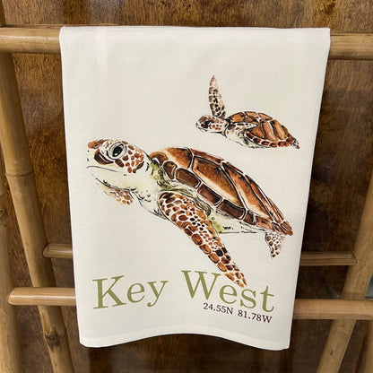 Custom Your Town Sea Turtle 27x27 Kitchen Towel Kitchen Towel/Dishcloth Blue Poppy Designs White Your Town (Customized) 
