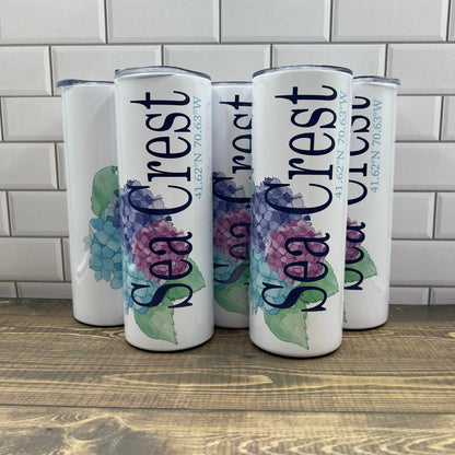 Hydrangea 30 oz Tumbler - Customize it with your town Drinking Glass/Tumbler Blue Poppy Designs   
