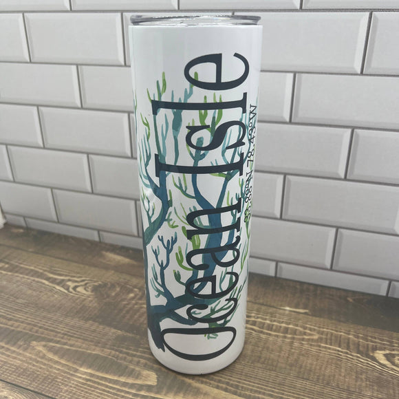 Blue Coral 30 oz Tumbler - Customize it with your town Drinking Glass/Tumbler Blue Poppy Designs   