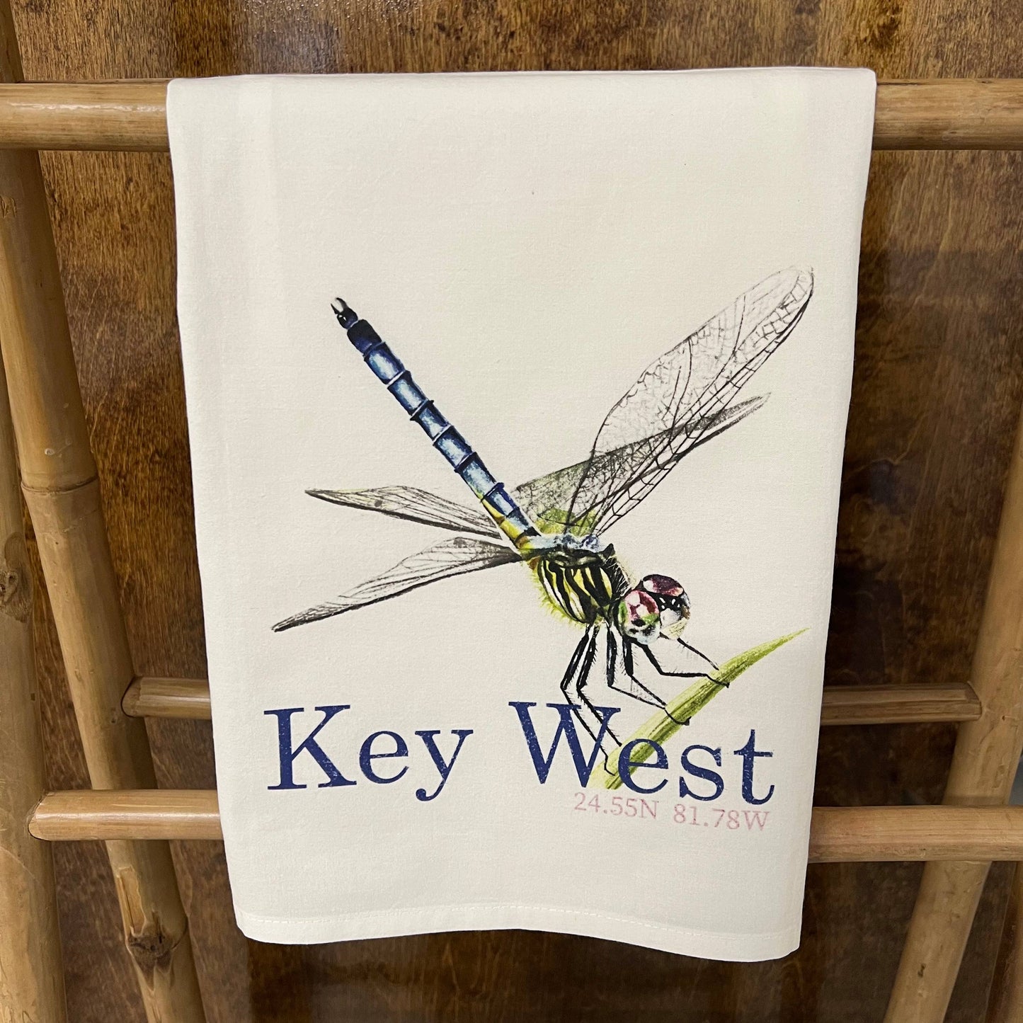 Dragonfly (Watercolor Painting) 27 x 27 Kitchen Towel Kitchen Towel/Dishcloth Blue Poppy Designs White Your Town (Customized) 