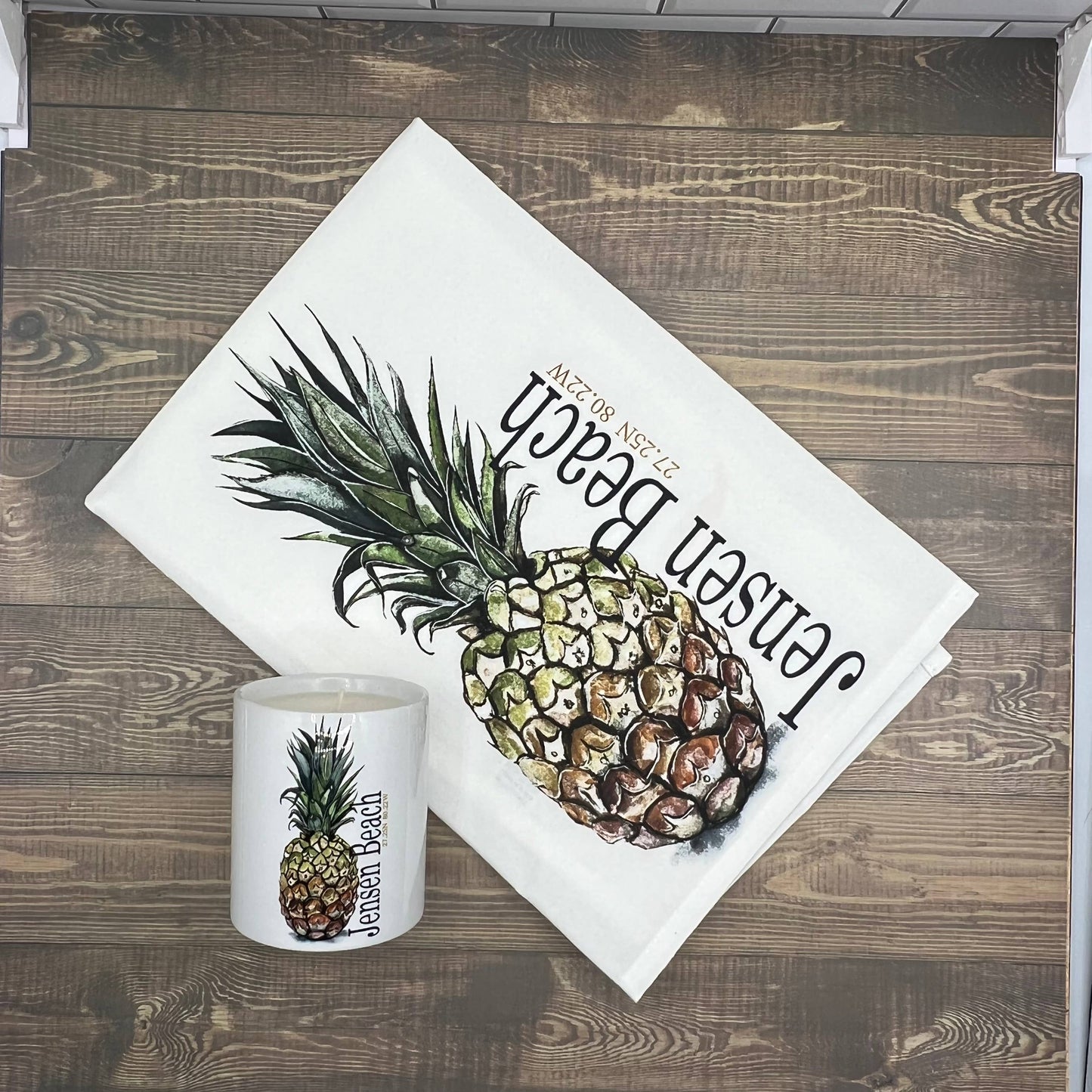 Pineapple (watercolor)  27 x 27 Kitchen Towel Kitchen Towel/Dishcloth Blue Poppy Designs   