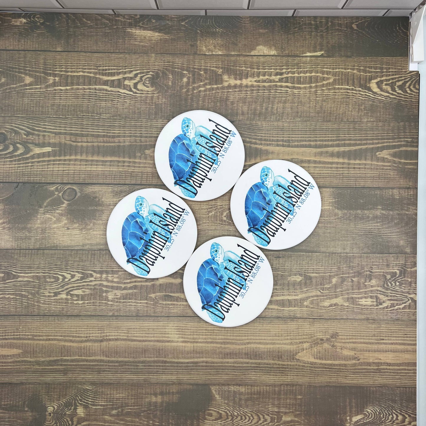 Turtle Ceramic Round Coaster - Customize it with your town Coasters Blue Poppy Designs Art Only  