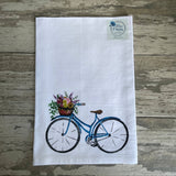 Watercolor Flower Bicycle Kitchen Towel Kitchen Towel/Dishcloth Blue Poppy Designs 27x27 White Art Only