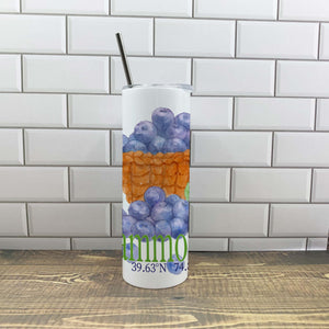 Blueberry 20oz Tumbler - Customize it with your town Insulated Mug/Tumbler Blue Poppy Designs Art Only  